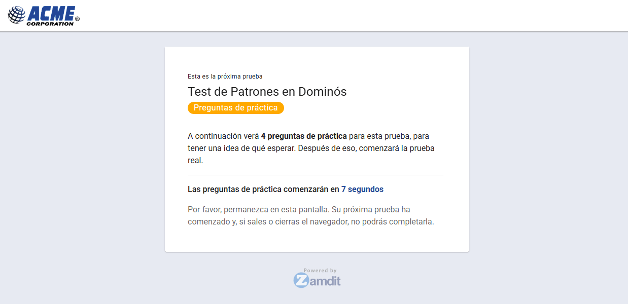 Mensaje para introducir preguntas de práctica