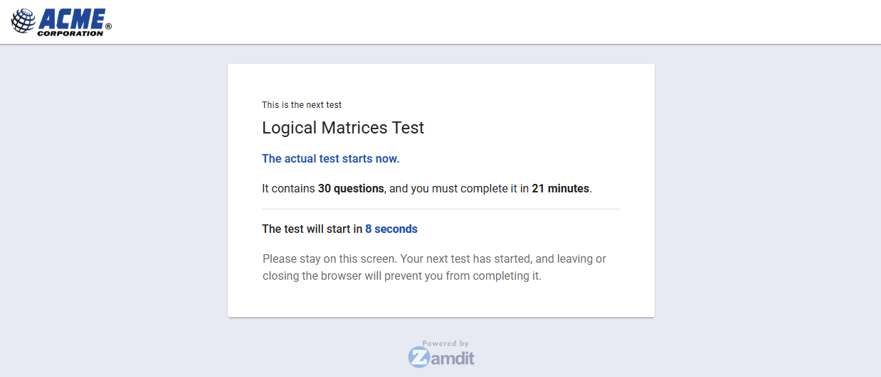 Message to introduce a new test