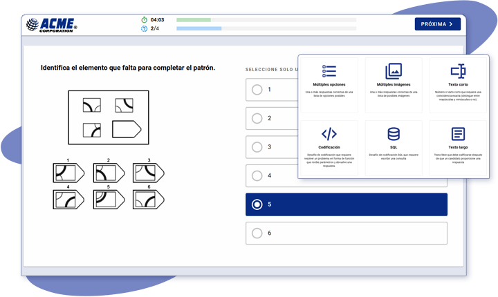 Evalúa los candidatos con pruebas en línea